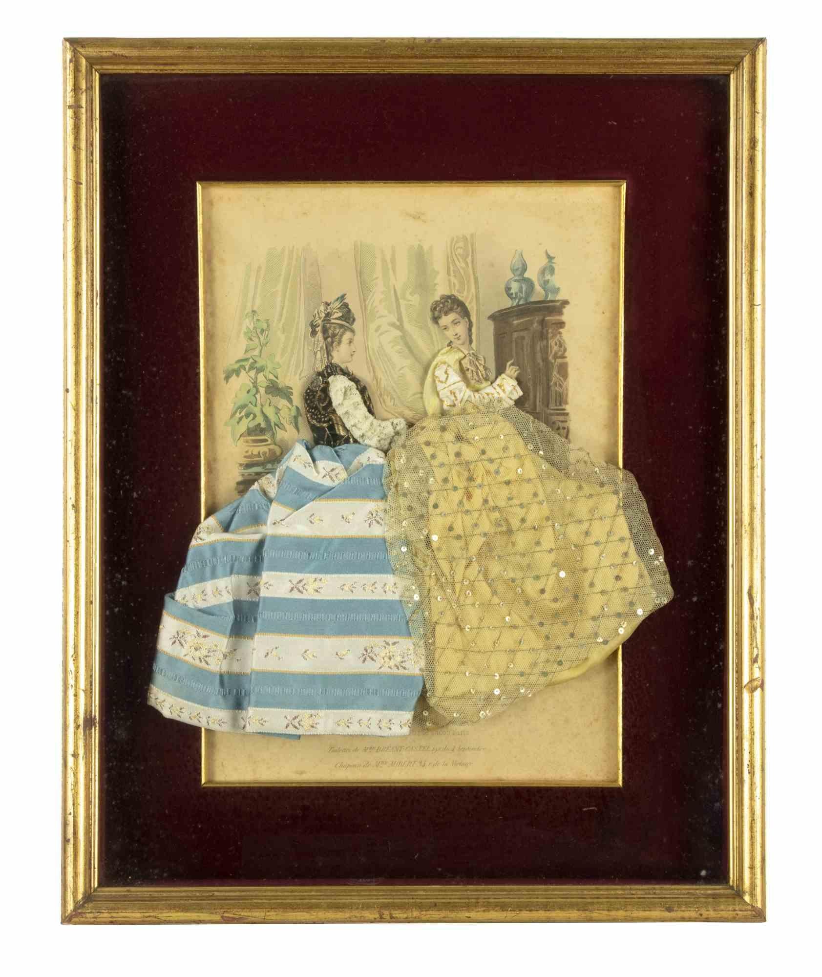 Toilettes de Mme Bréant-Castel, from La Mode Illustrée is a modern artwork realized in 19th Century.

Mixed colored etching and collages on paper.

Titled on plate.

Good conditions except for some foxings.

Includes frame: 51 x 40.5

