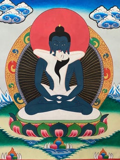 Unframed Hand Painted Buddha Shakti Thangka on Canvas 24K Gold