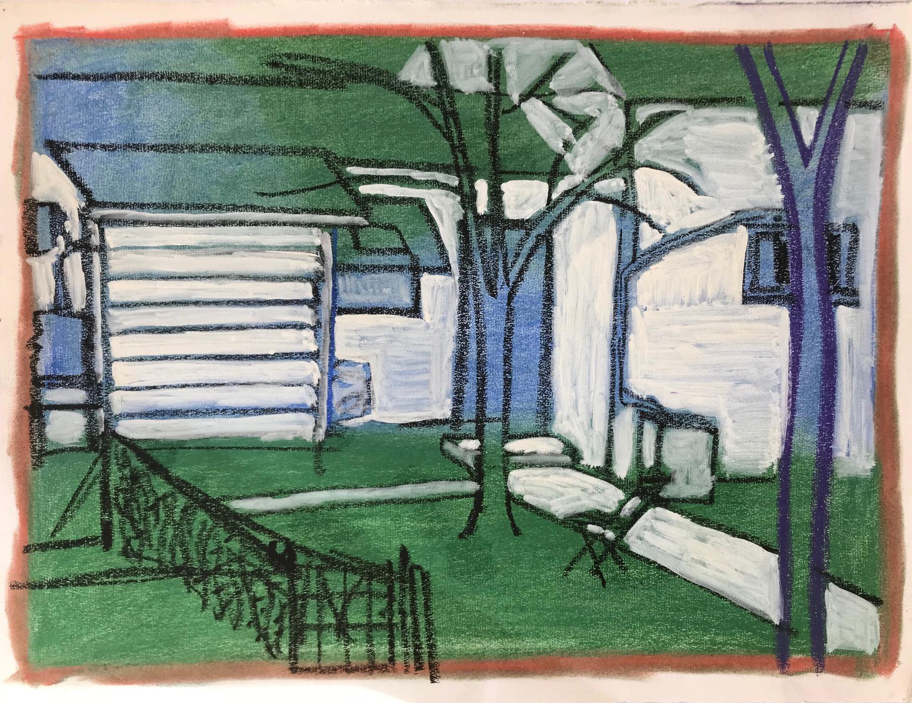 Landscape Painting di Unknown - Senza titolo: Casa Bianca