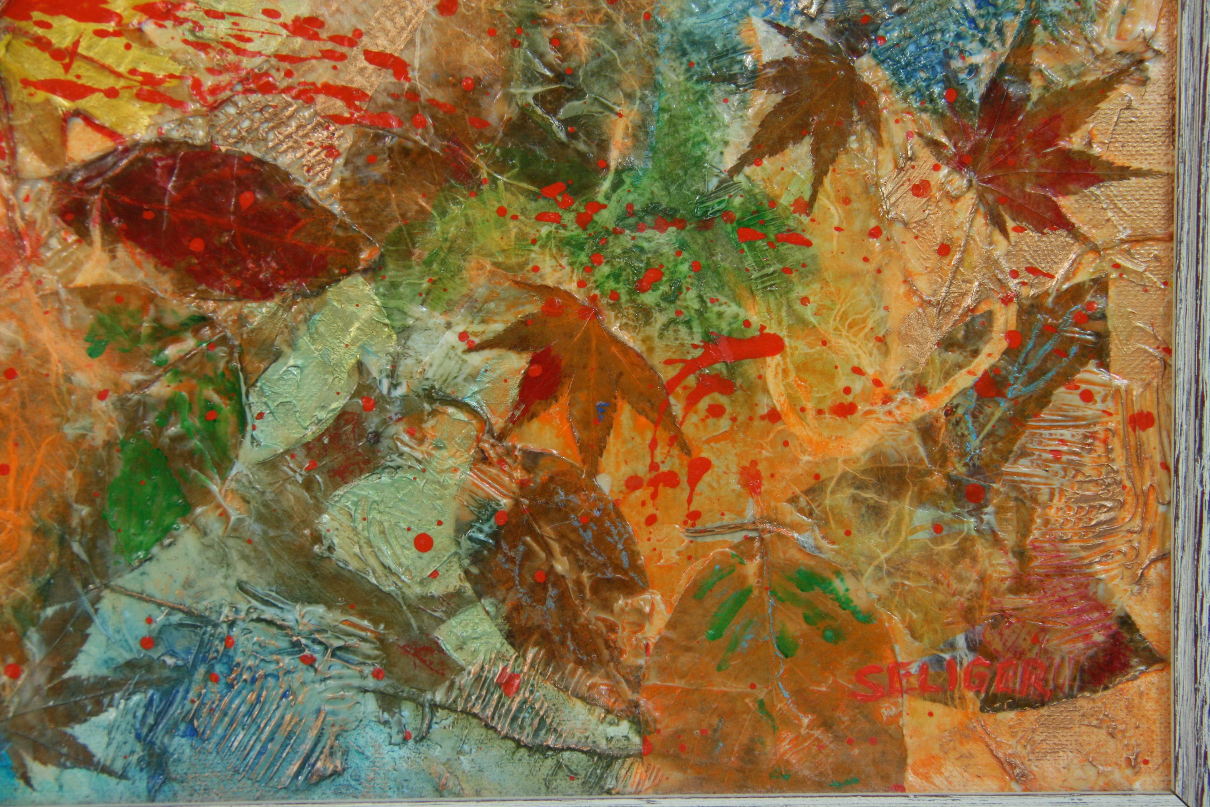 Vintage American Mixed Media  Autumn Leaves 1960 For Sale 5