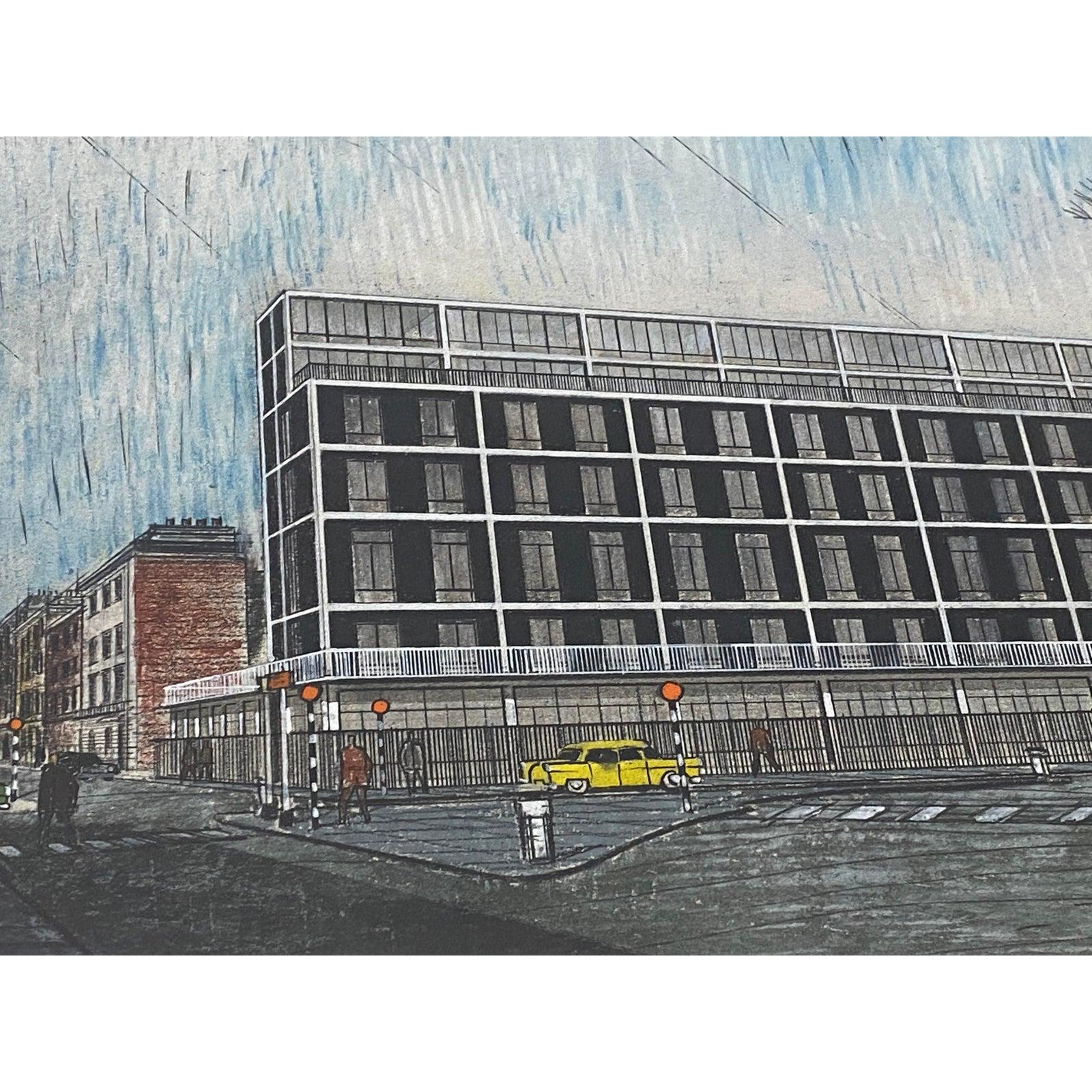 Vintage Mixed Media American Cityscape Illustration c.1960s For Sale 4