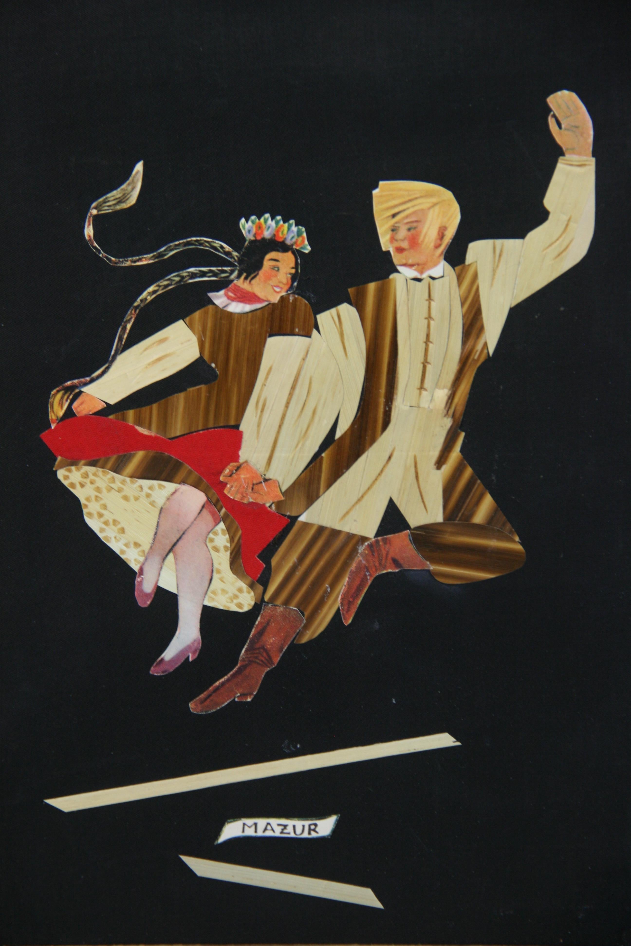 5201 Vintage Polish folk dancer's  collage  doing the Mazur