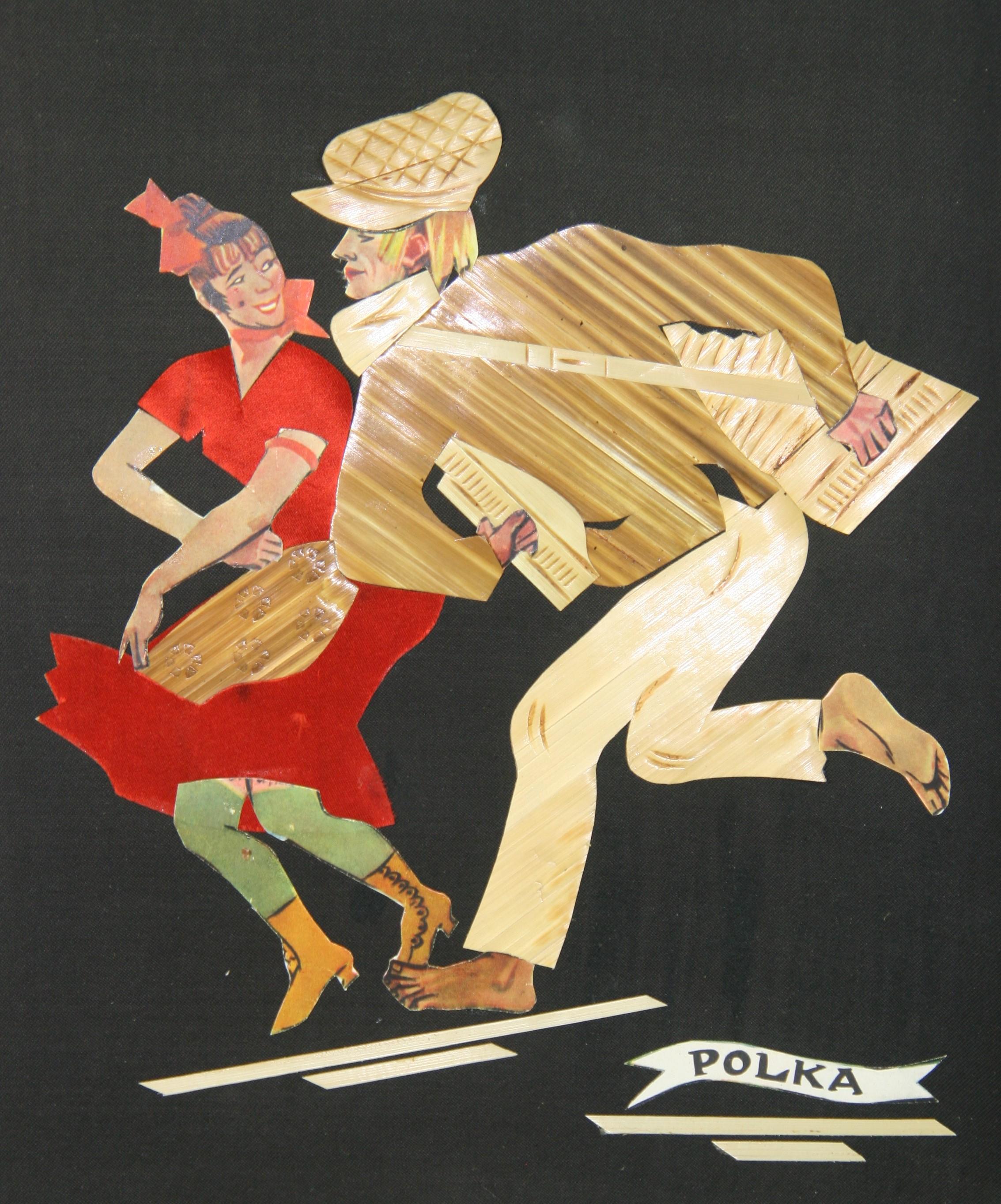 Polnischer Collage-Tänzer im Vintage-Stil „The Polka Folk Dancers“ im Angebot 1