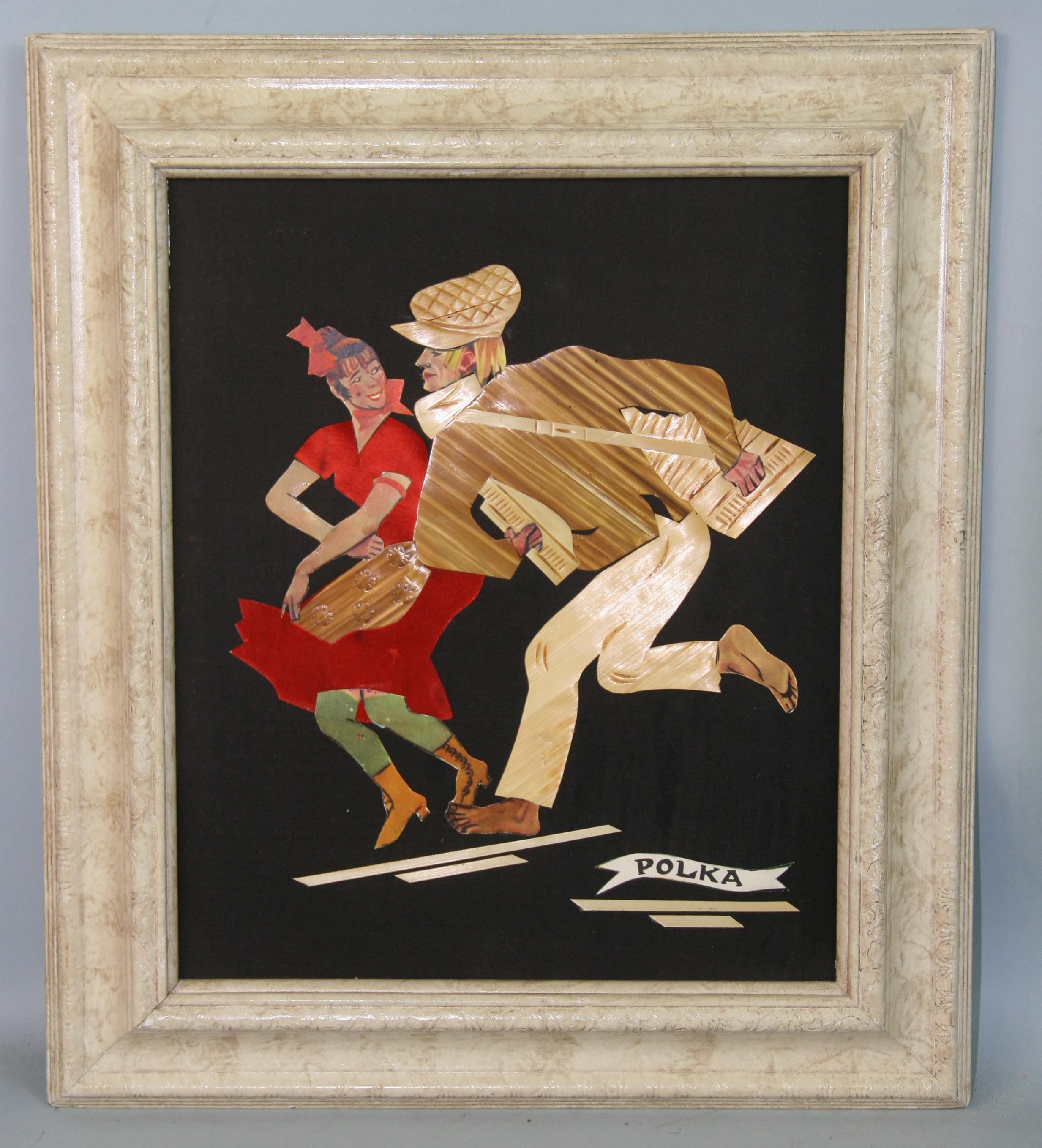Vintage Polish Collage Dance "The Polka Folk Dancers" - Mixed Media Art by Unknown