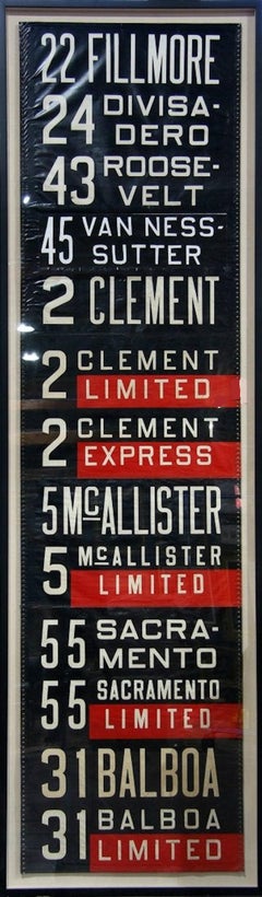 Vintage San Francisco Muni Bus Destination Transit Sign or Reel, 22 Fillmore