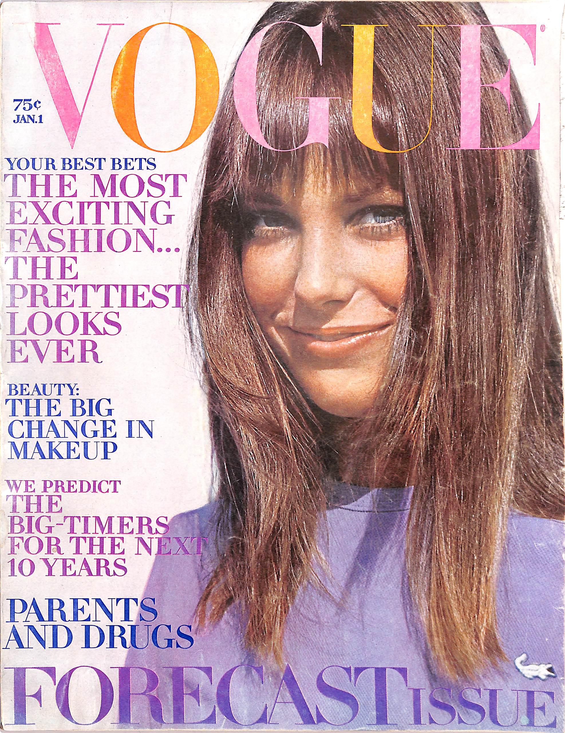 « Vogue 1, janvier 1970 avec Jane Birkin sur la couverture » - Mixed Media Art de Unknown