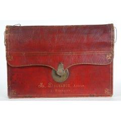 Antique Wallet In Red Morocco Dated 1818 And Marked Degrange