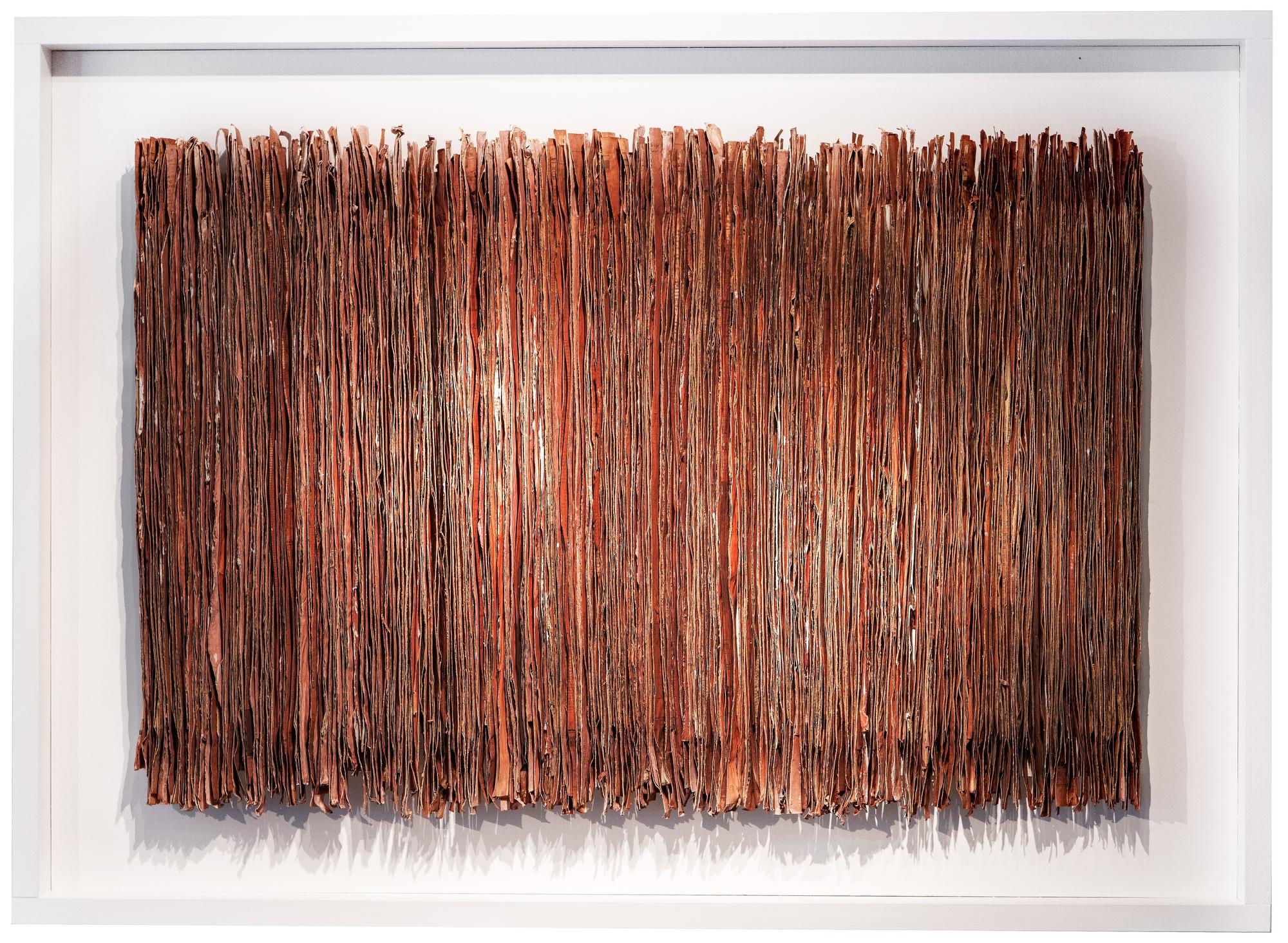 Large Contemporary Paper Assemblage In Warm Maroon Brown Color By Bo SällStröm - Mixed Media Art by Bo Sällström