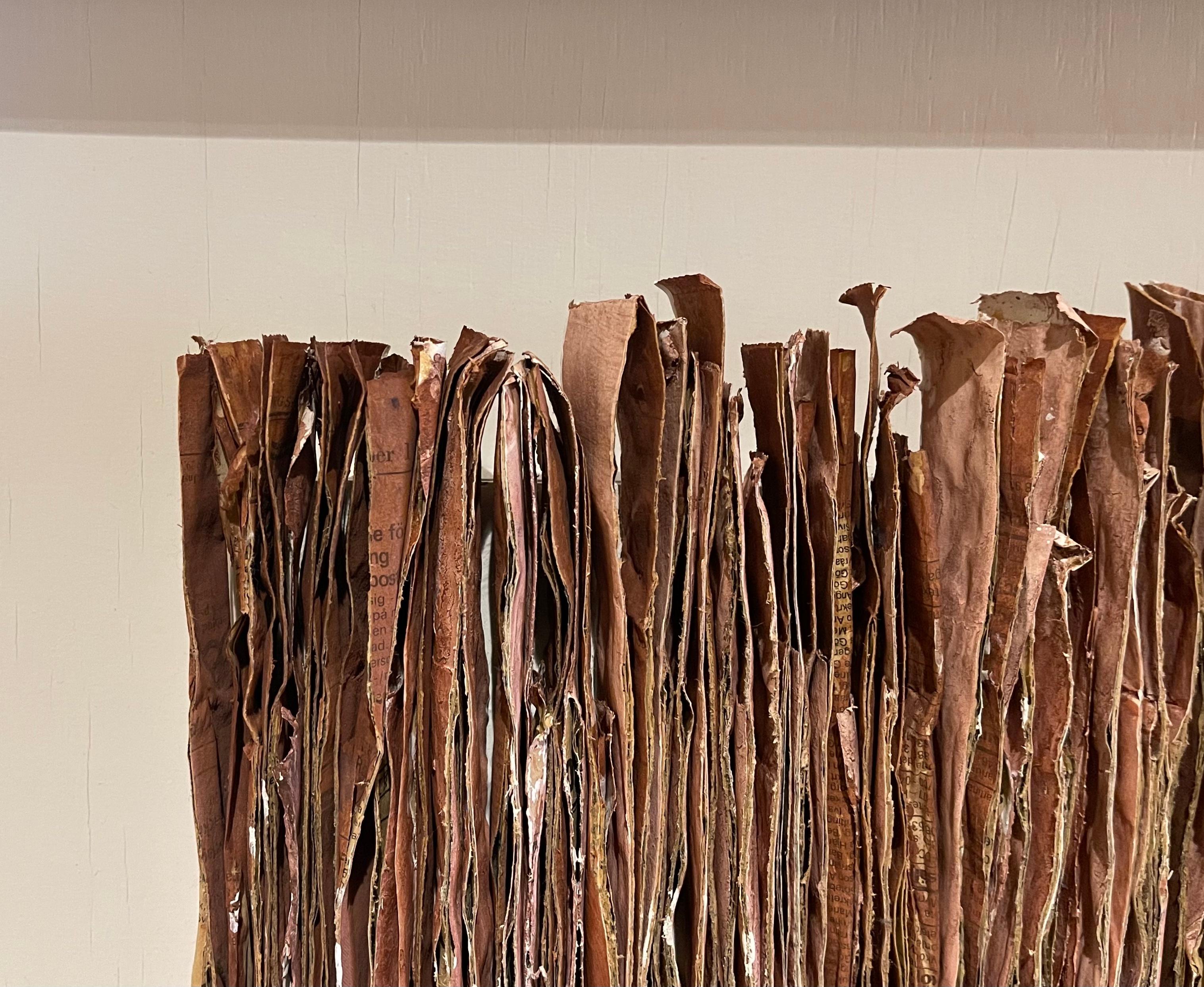 Large Contemporary Paper Assemblage In Warm Maroon Brown Color By Bo SällStröm For Sale 1