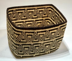 Wounaan Tribe Panama Regenwald Korb schwarz, weiß, geometrisch rechteckig