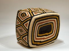 Wounaan Tribe Panama Rainforest Basket, gold, black, red geometric hand woven