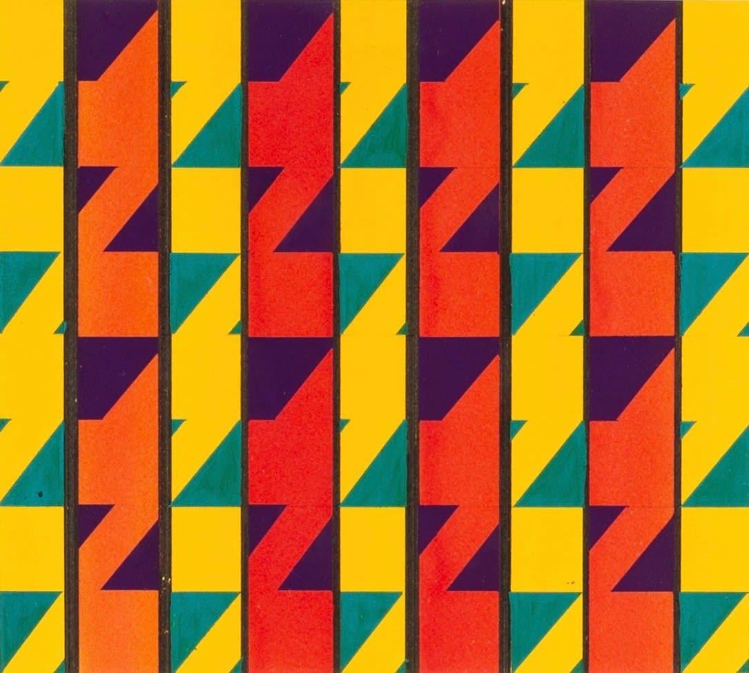 Zigzags sobre rojo y amarillo, técnica mixta de Theo Mendez - Art de Unknown