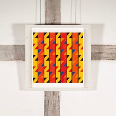 Zigzags with Blue, Mixed Media by Theo Mendez