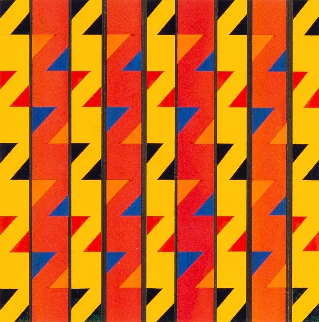 Zigzags with Blue, techniques mixtes de Theo Mendez - Art de Unknown