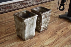 Large Sgraffito Planters Mid Century Modern