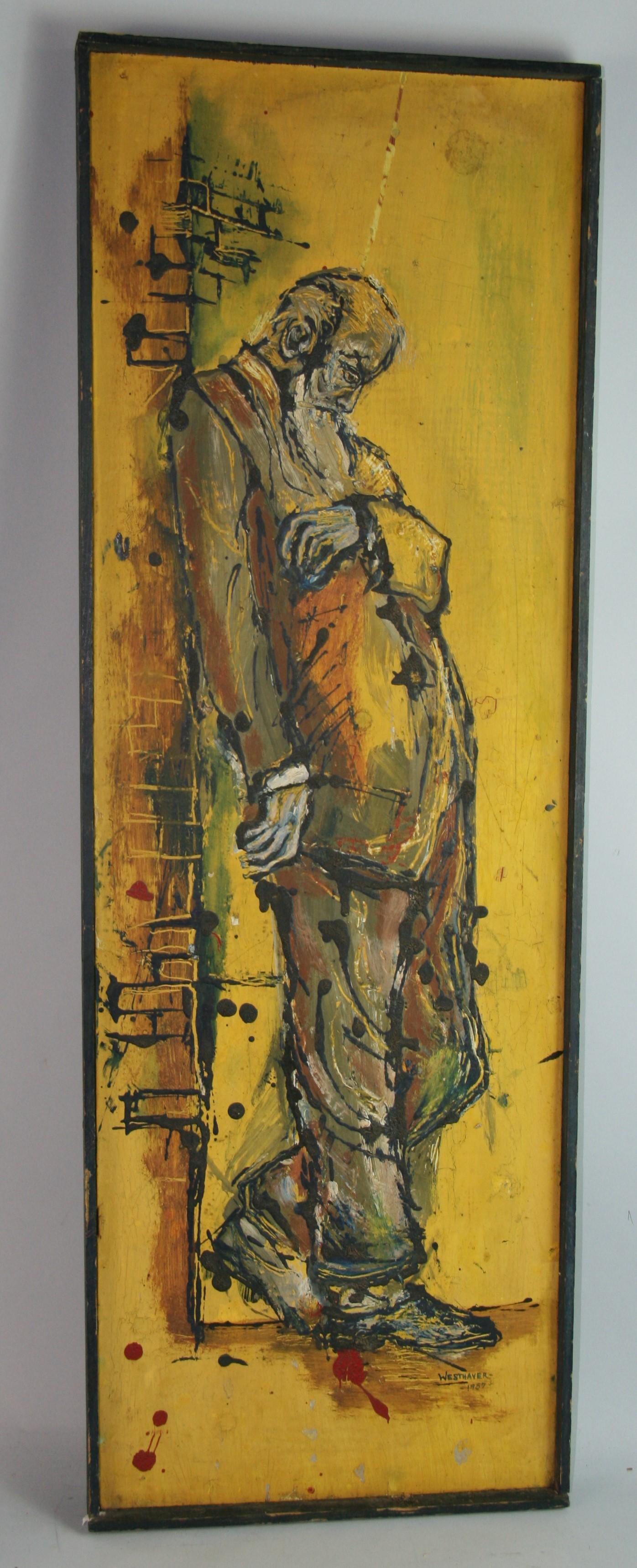 Unknown Portrait Painting - " A Derilick" Down and out on His Luck