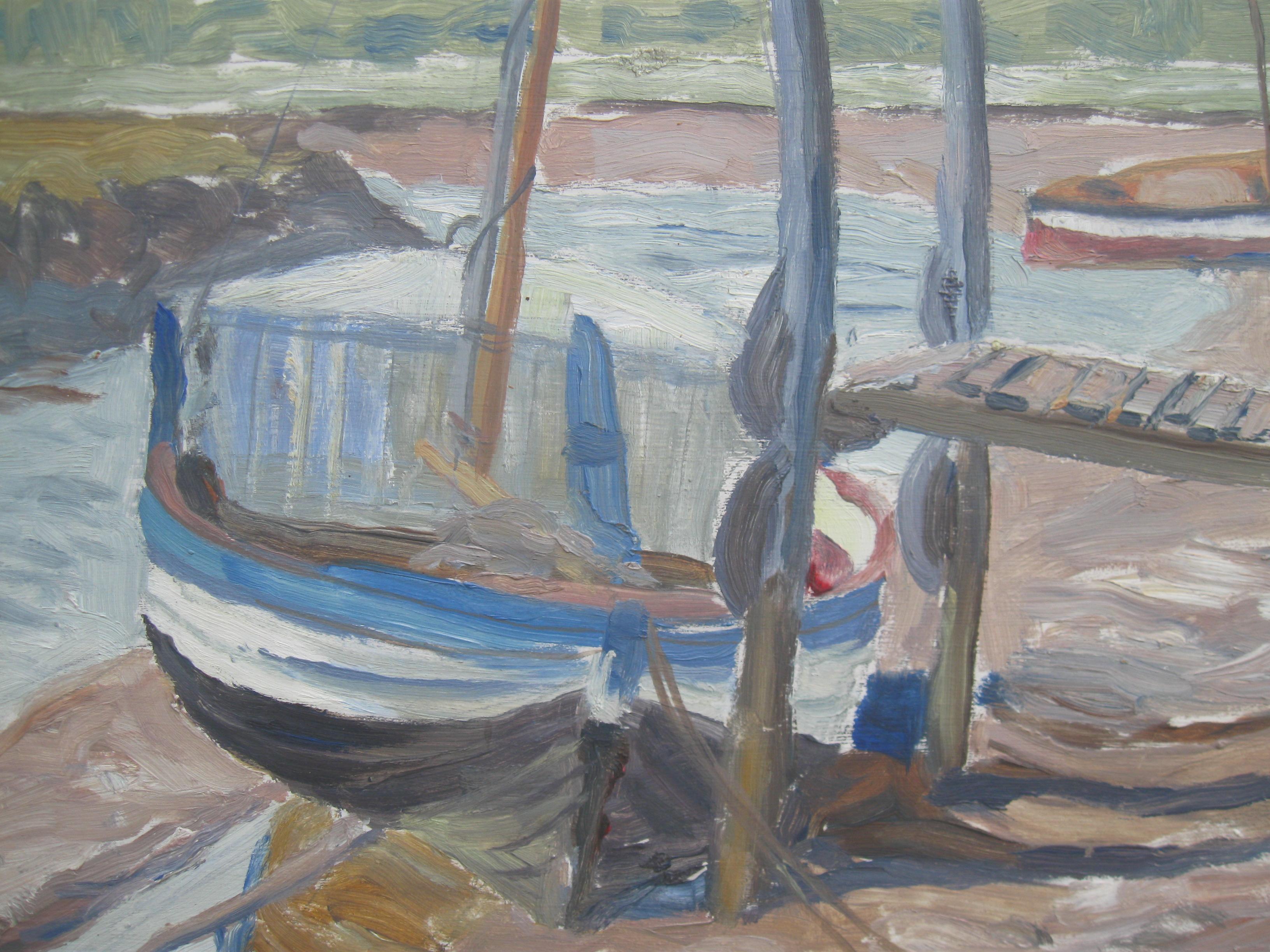 ' Sailboats at Low Tide' oil circa 1965 1