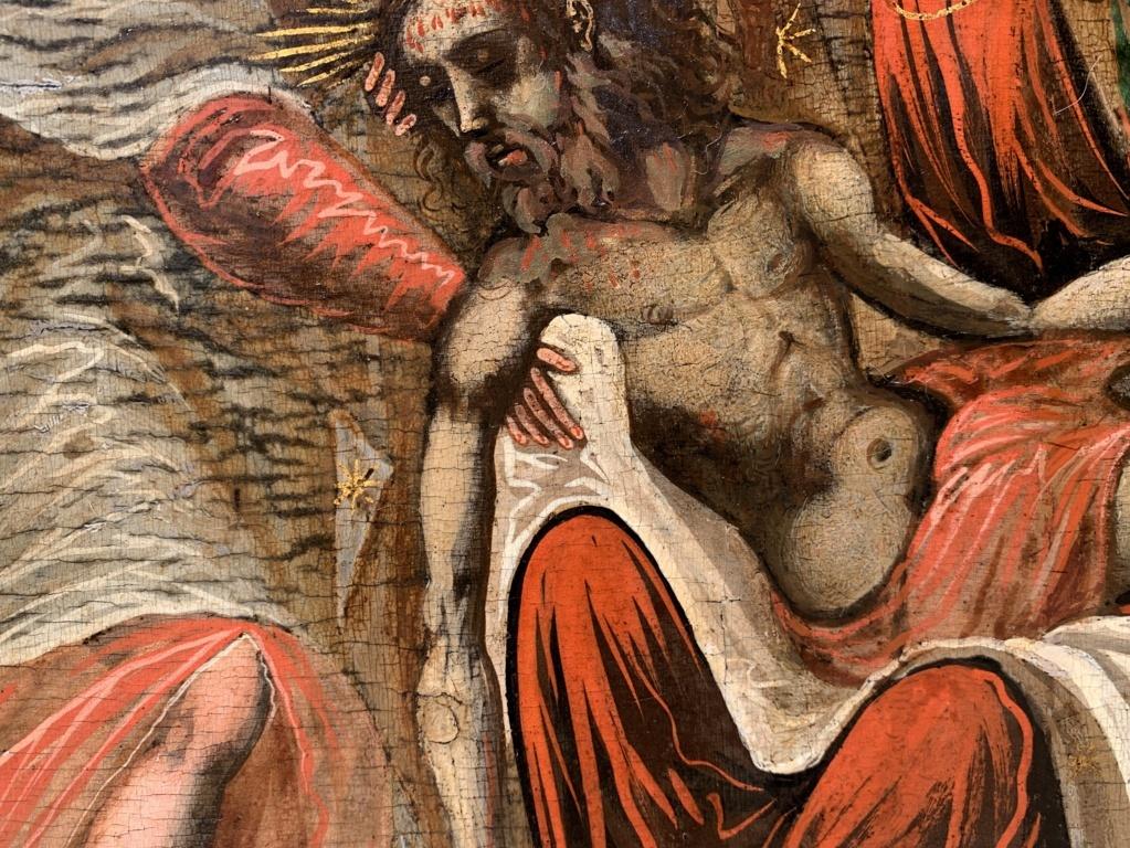 16-17th century Venetian - Cretan figure painting - Christ cross - Oil on panel 4