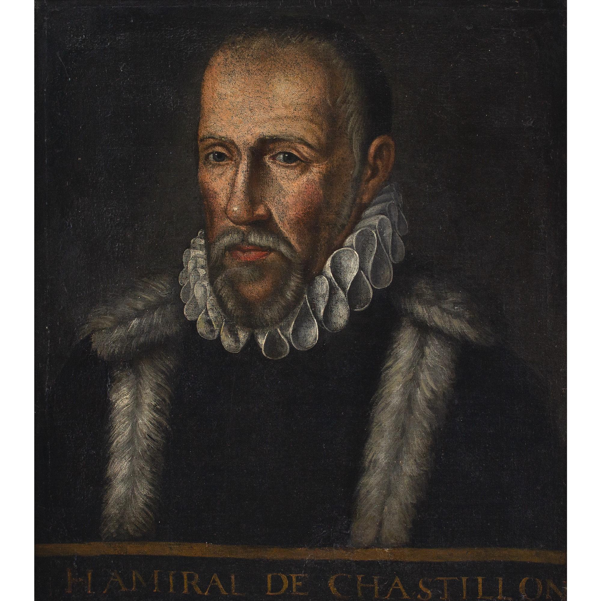 Scuola olandese del XVI secolo, Ritratto di Gaspard De Coligny, ammiraglio di Francia - Painting di Unknown