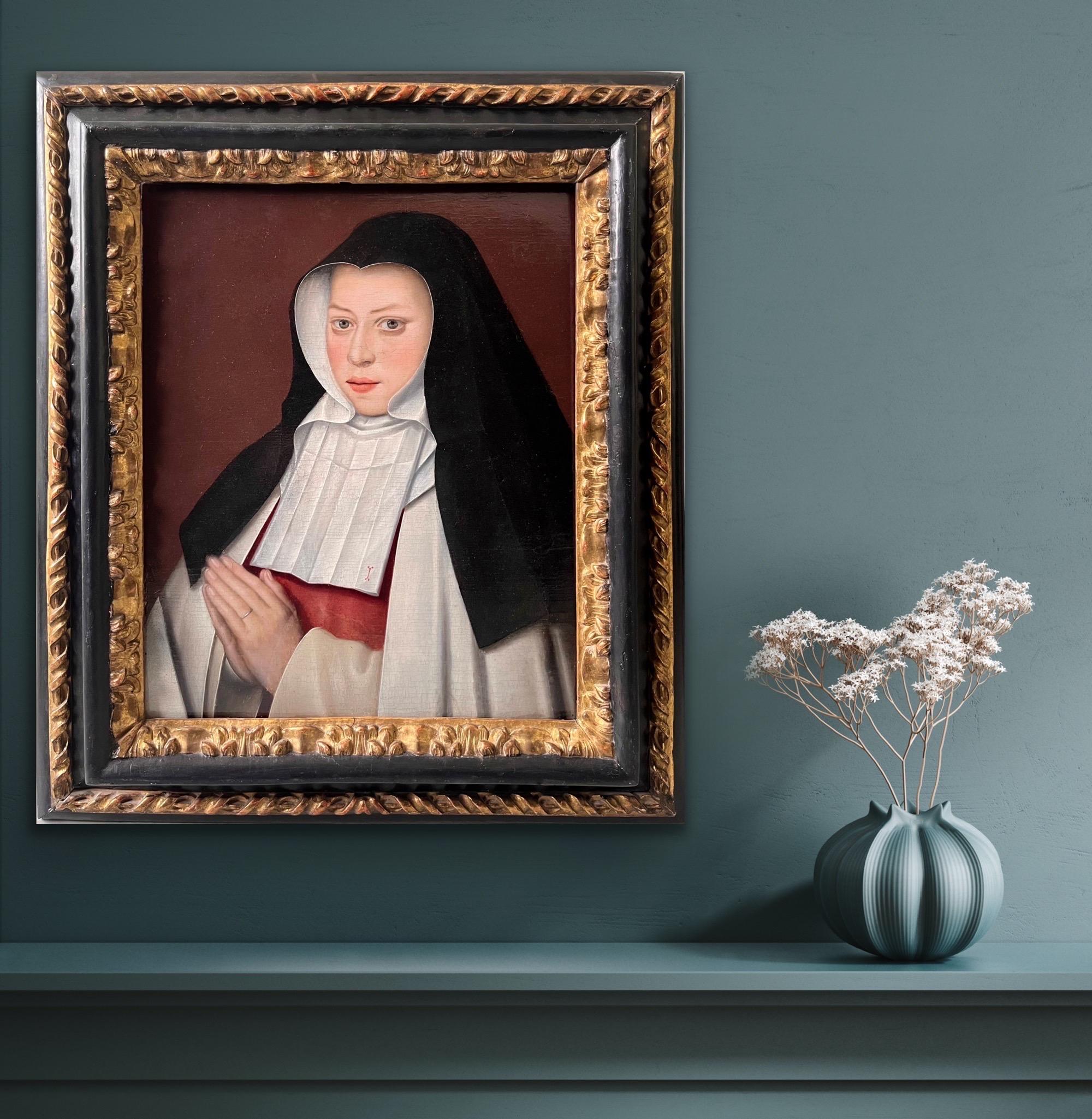 16th century old master painting of a Nun - Queen Jeanne de France - Painting by Unknown