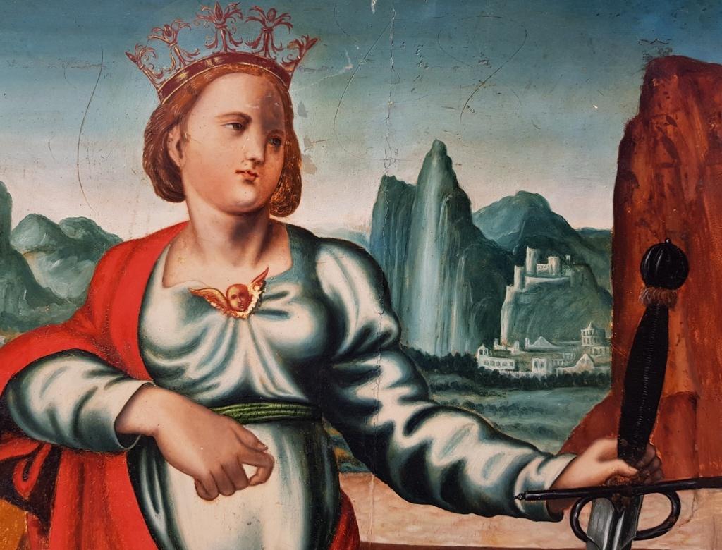16th century Italian figure painting - St. Catherine - Oil on panel Renaissance 2