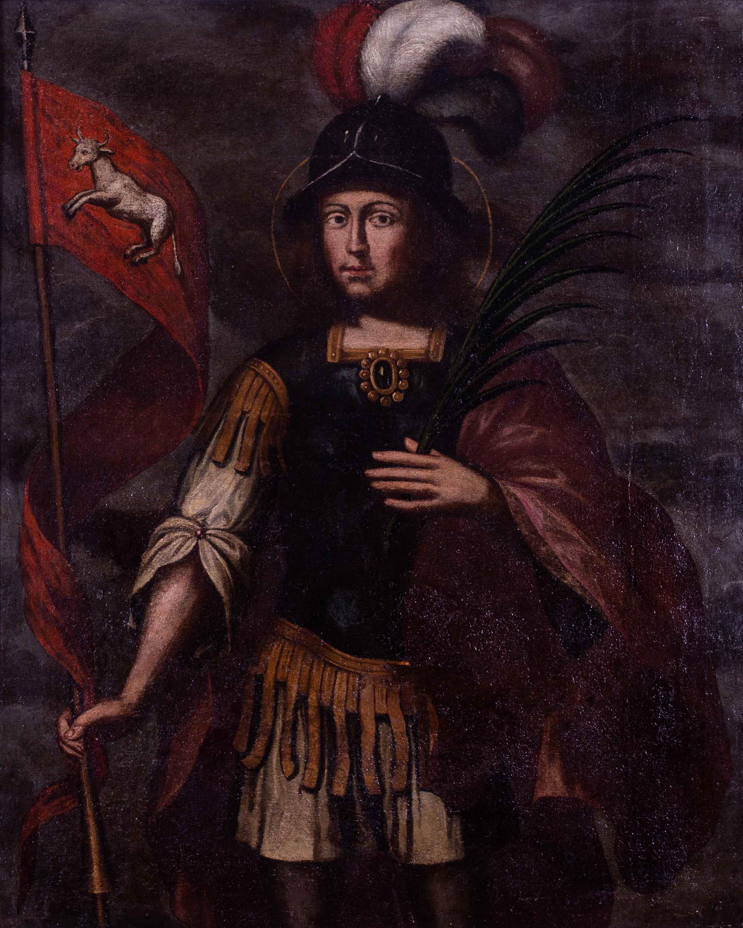 Ritratto spagnolo del XVI secolo di San Fermano di Pamplona - Painting di Unknown