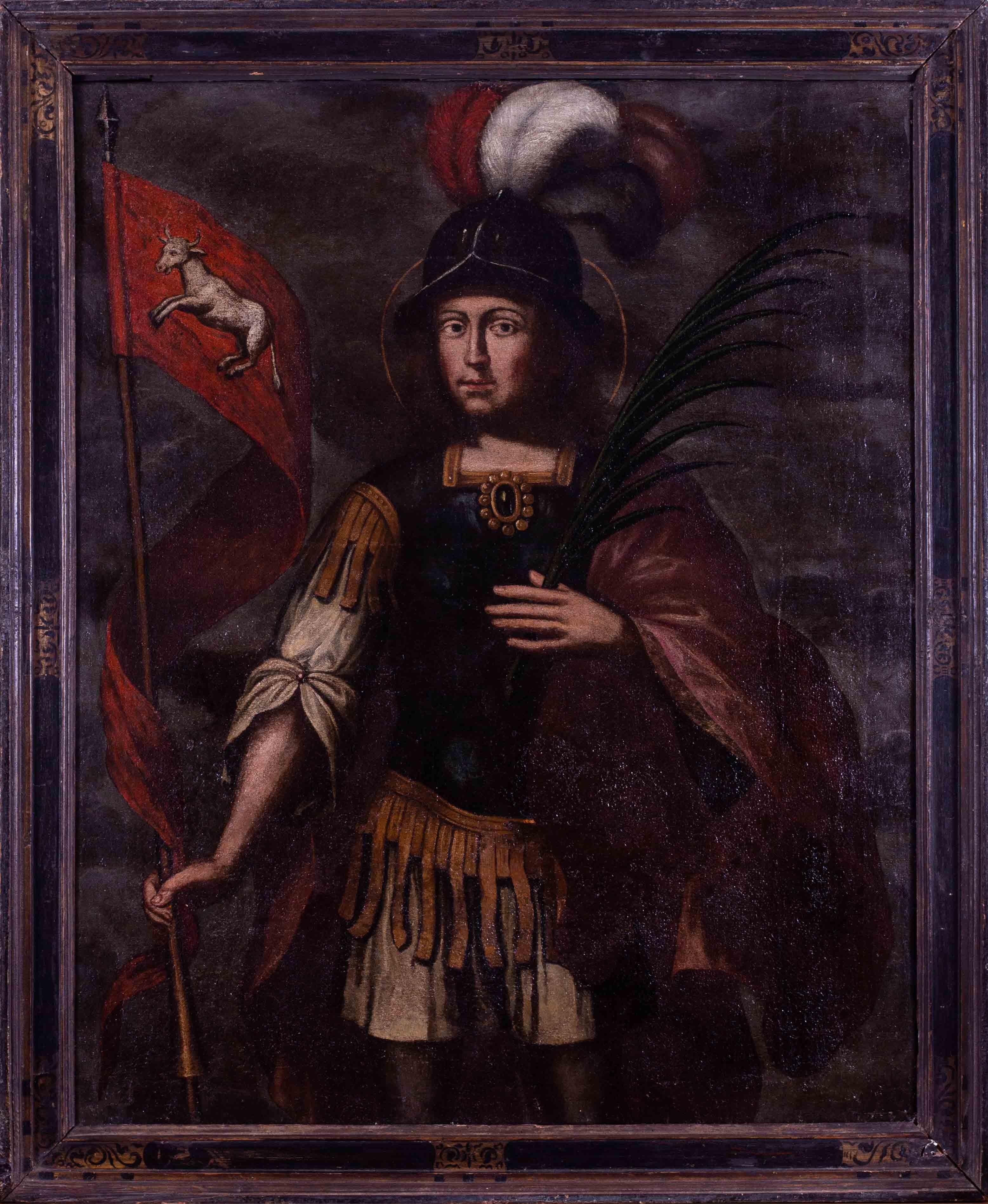 Unknown Portrait Painting - 16th Century Spanish portrait of Saint Fermin of Pamplona