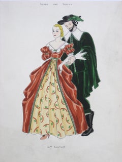 16. Jahrhundert „“ Bühnen- und Raumteiler“ Renaissance Paar in festlichen Kleidungsstücken