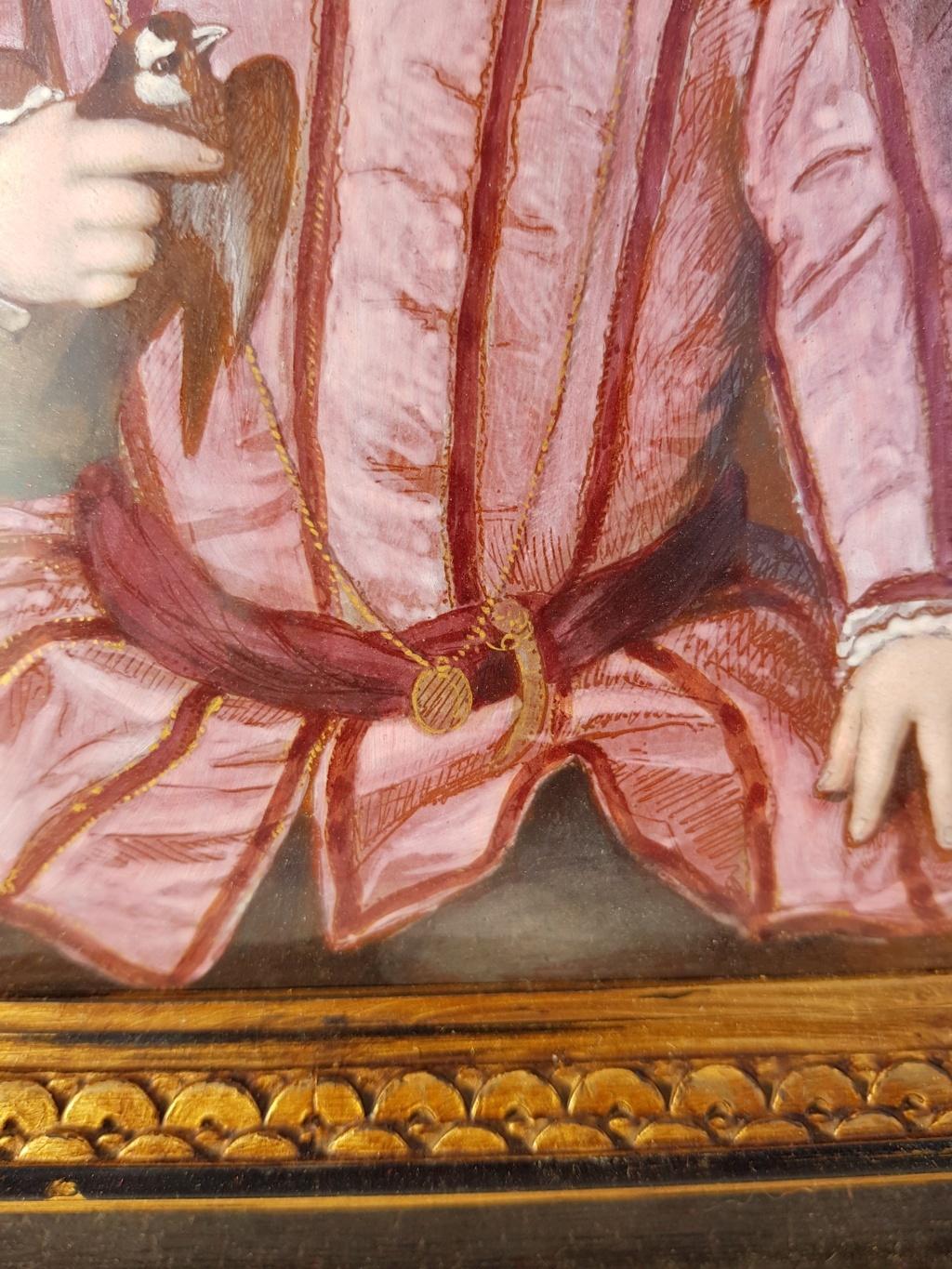 16th century style Italian figurative painting - Noble portrait - Tempera enamel 1