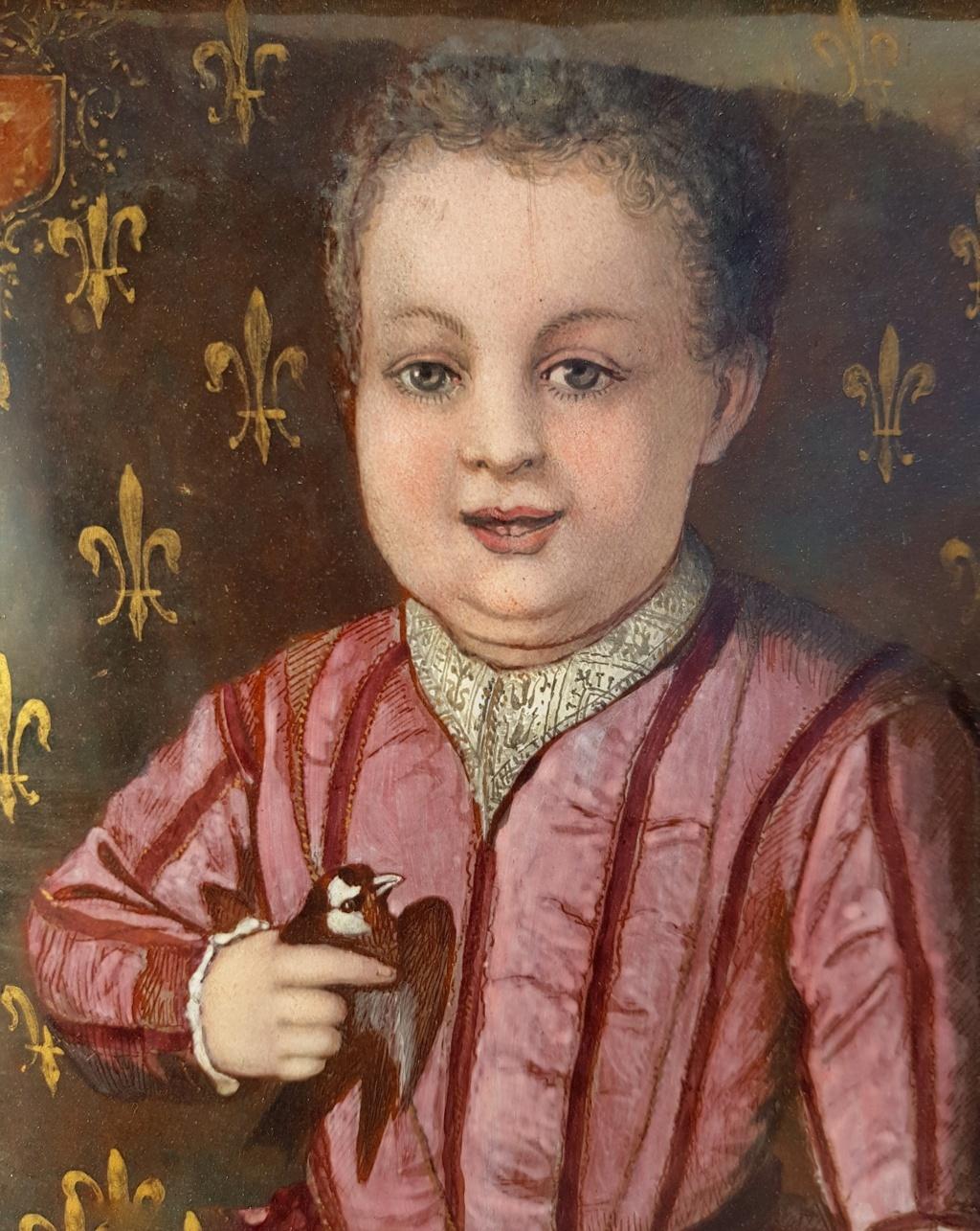 16th century style Italian figurative painting - Noble portrait - Tempera enamel 2