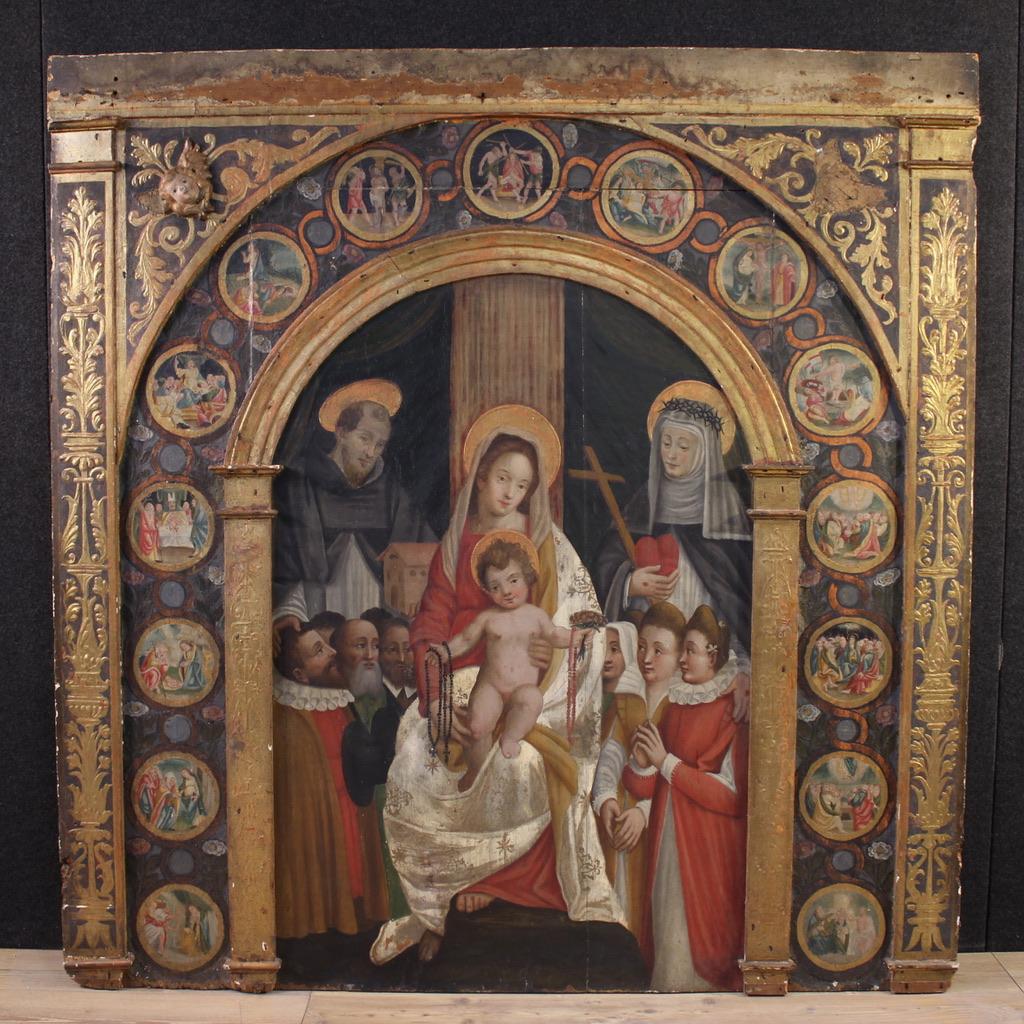 16th-Century Tempera on Panel, Italian Religious Painting, "Sacred Conversation"