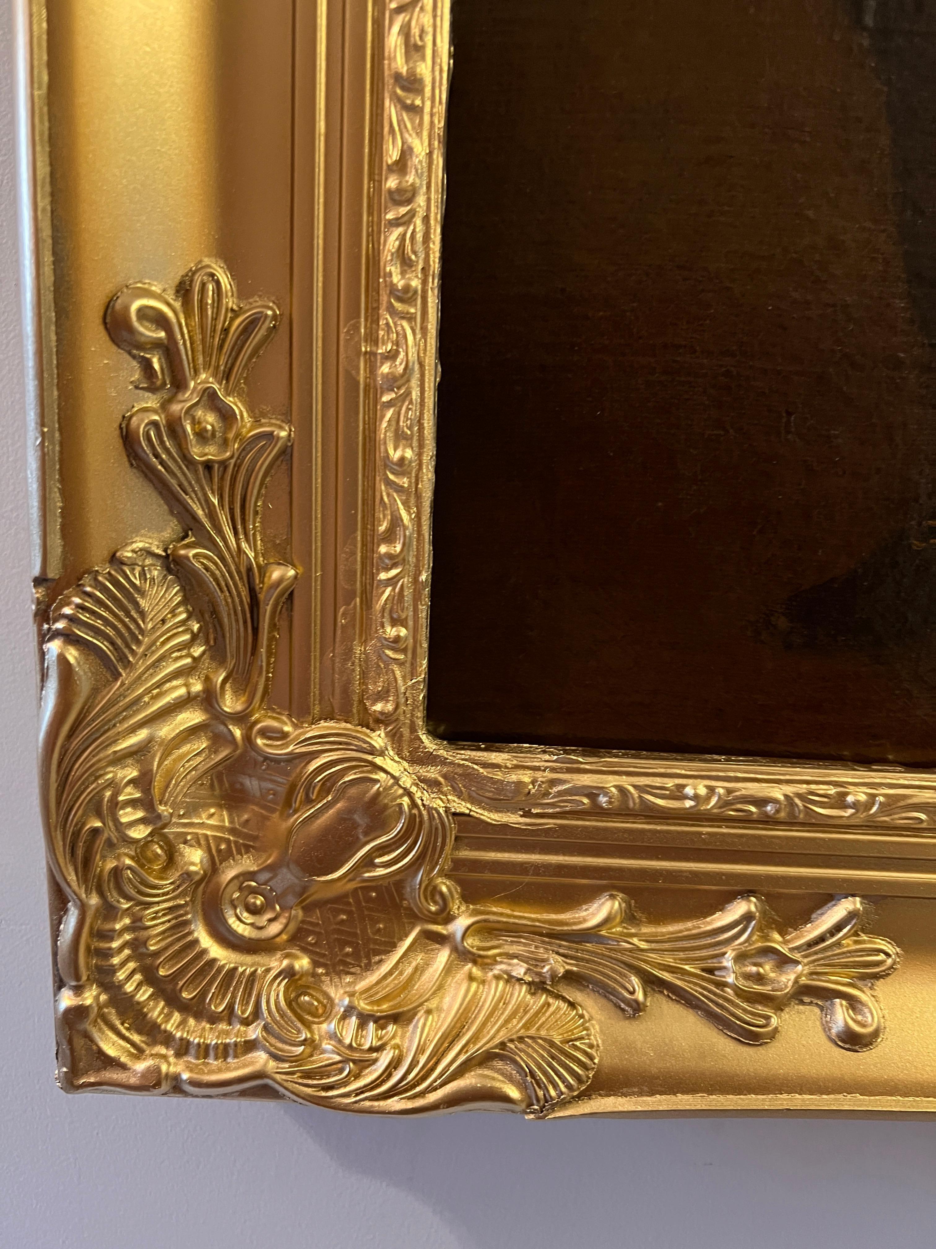 17-18 secolo, Dipinto a olio su tela originale, Scena di genere, Cornice dorata in vendita 1