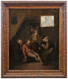 17-18th century Dutch figure painting - Inn Interior - Oil on canvas Flemish