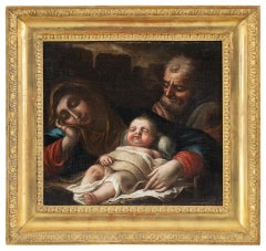 17-18th century Italian figure painting - Holy family - Oil on canvas Italy