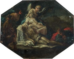 17-18th century Italian figure painting - Piety Christ Virgin - Oil on Copper