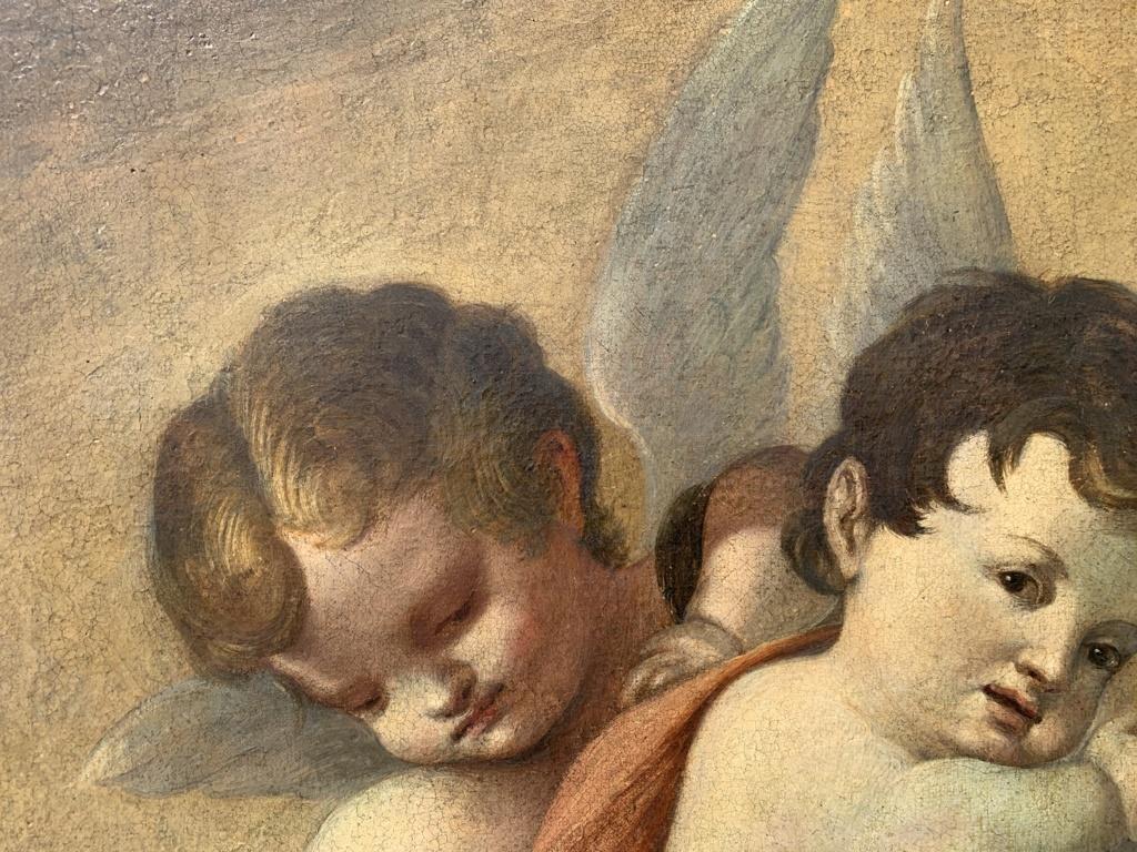 17-18th century Italian figure painting - Putti pair - Oil on canvas Italy - Old Masters Painting by Unknown
