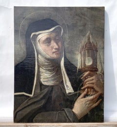 17-18th century Italian figure painting - Saint Clare - Oil on canvas Italy