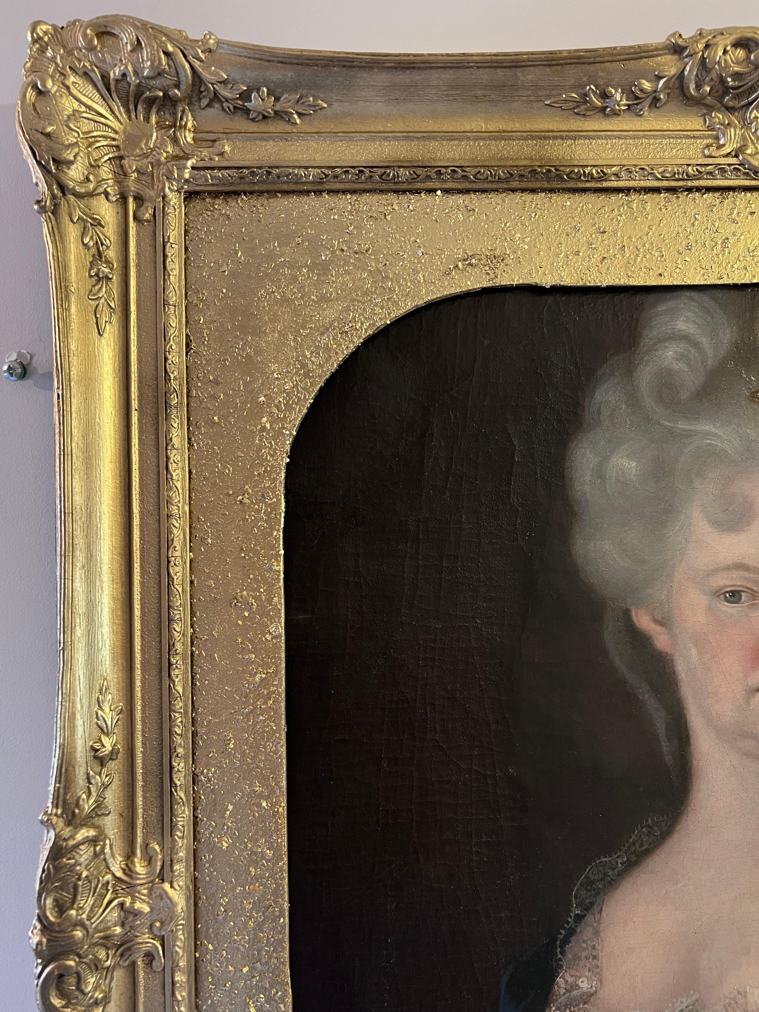 Peinture à l'huile originale sur toile ancienne de 18 cents, Portrait de Maria Adelaida, 1707 en vente 7