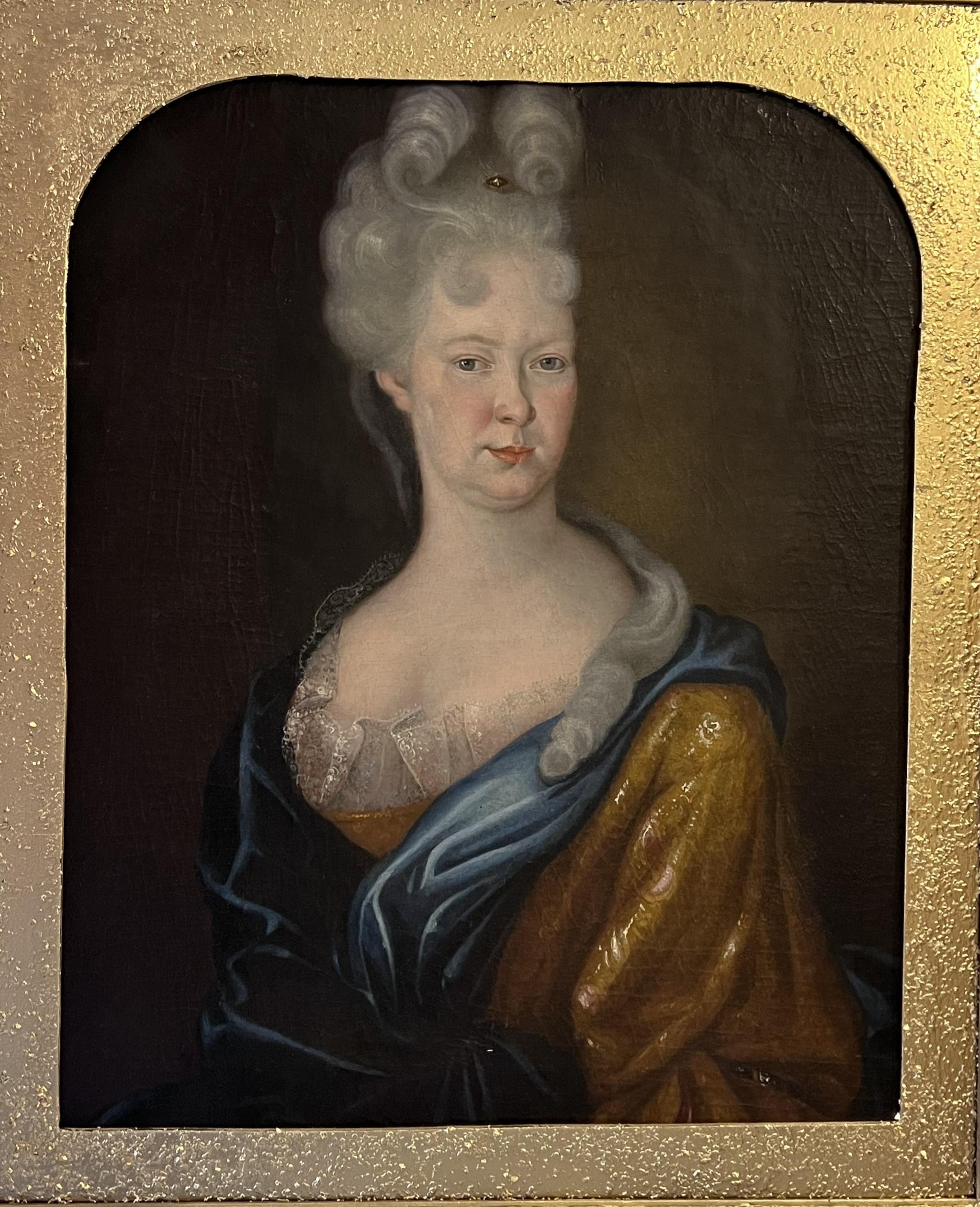 1707 Antique 18 cent. original oil painting on canvas, Portrait Maria Adelaida - Impressionist Painting by Unknown