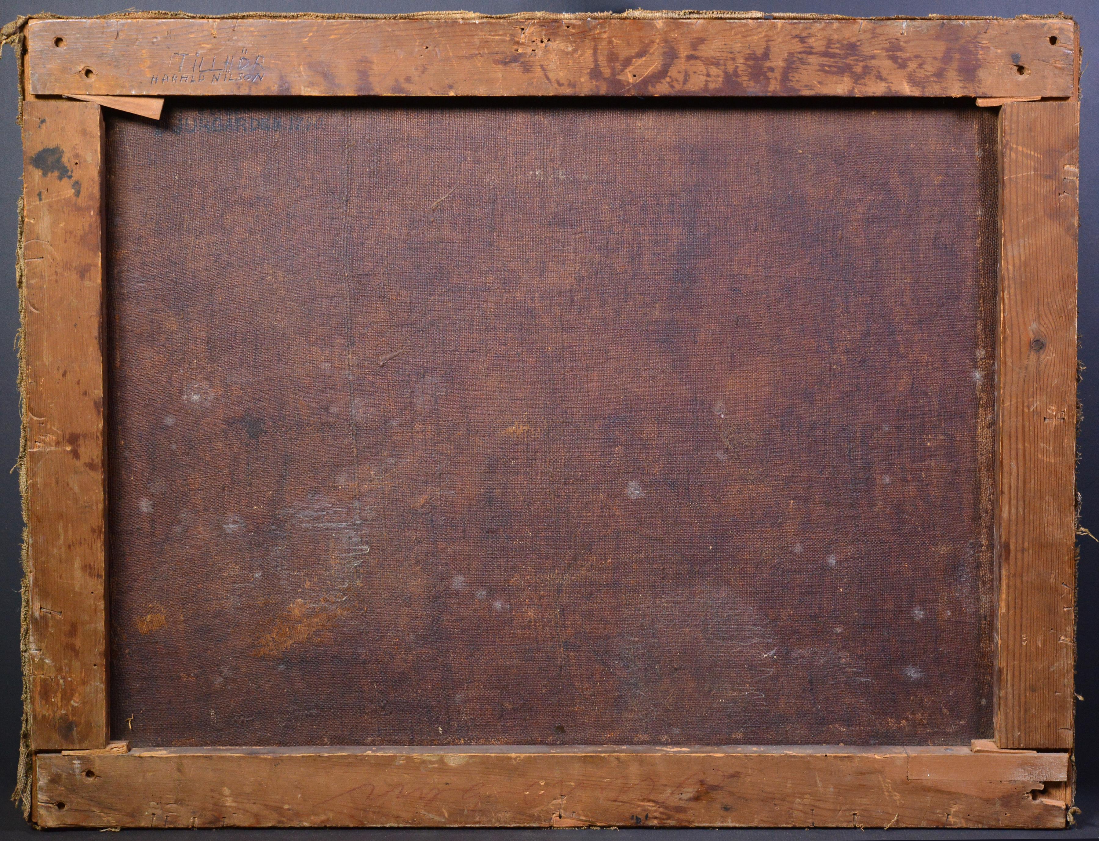 1790 Peinture à l'huile ancienne de style hollandais Scène de village Genrе Djurgarden Suède en vente 6