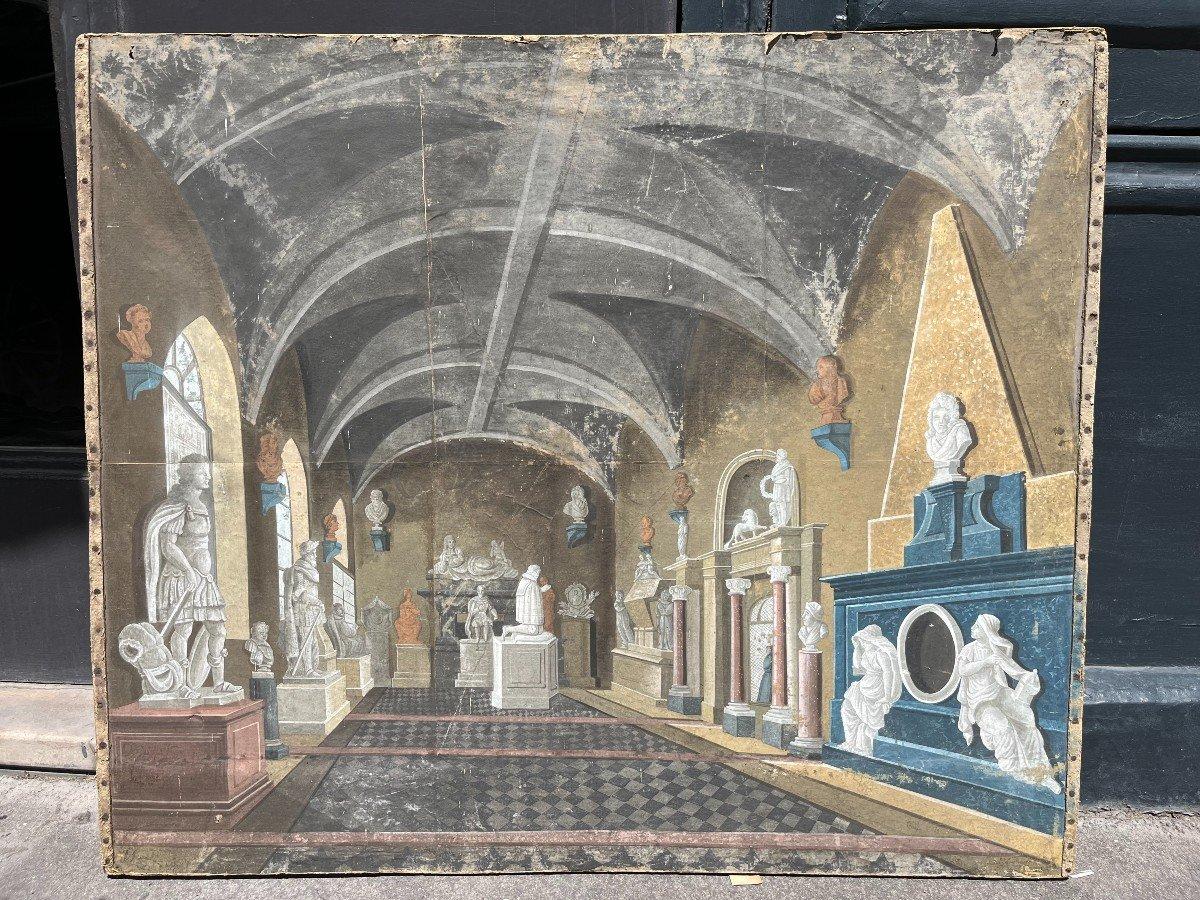 1795-1816 Das Innere des Musée des Monuments Français (Grau), Interior Painting, von Unknown