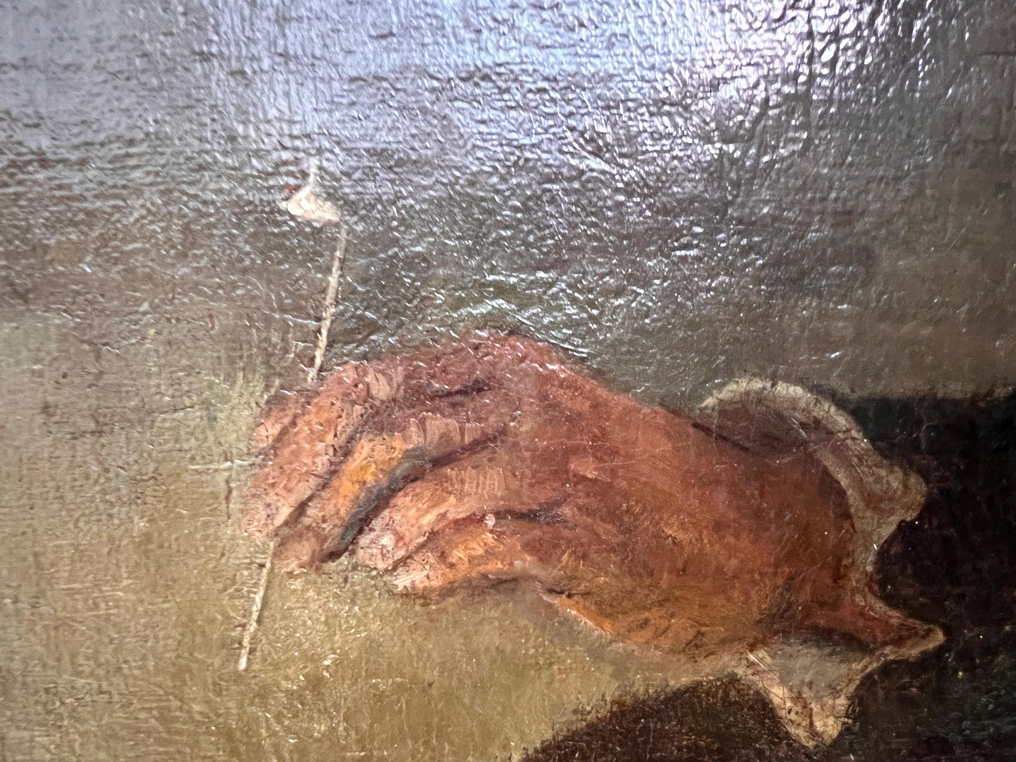 Huile sur toile originale du 17e-18e siècle, Scène de genre avec des personnages dans une taverne en vente 7