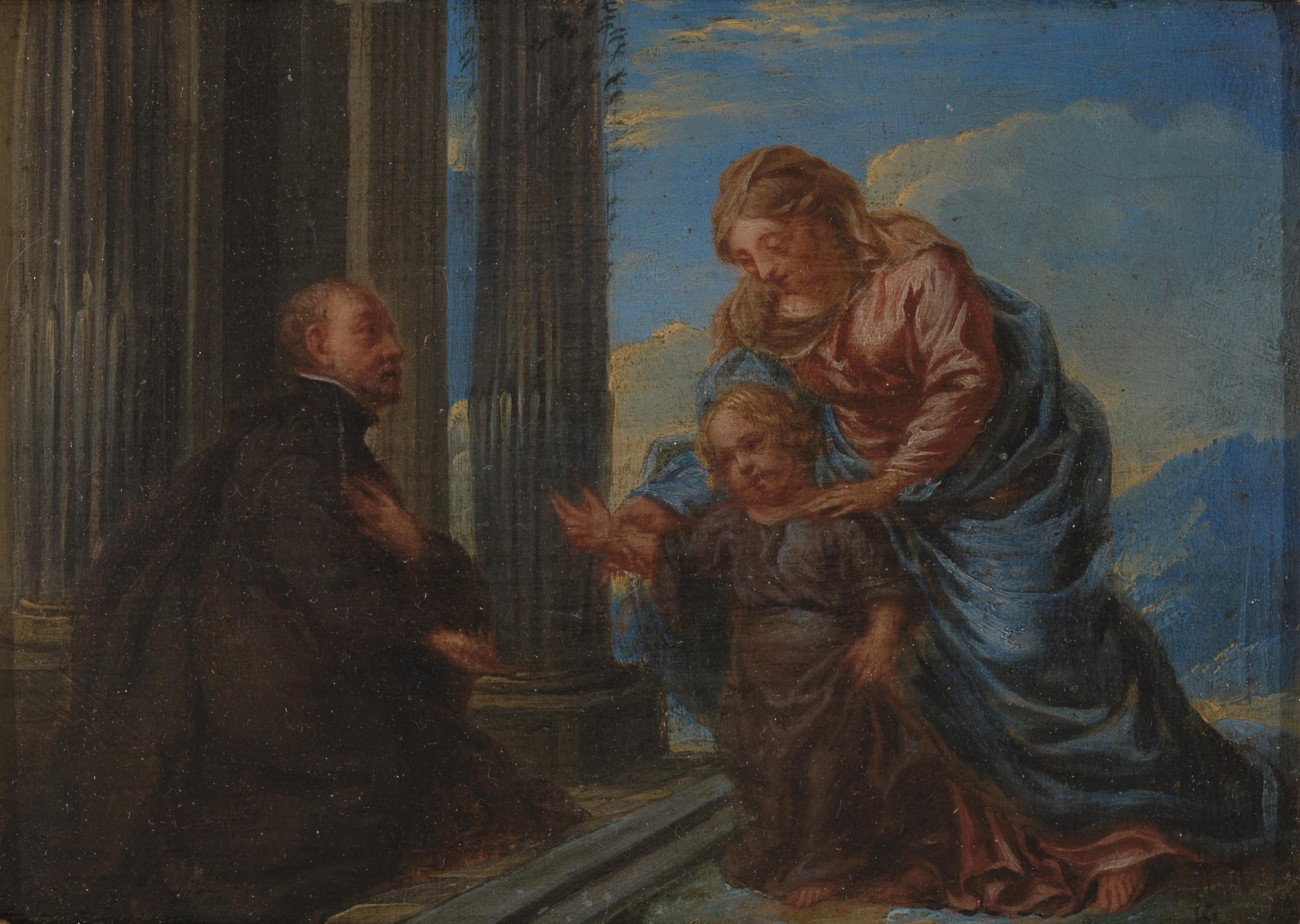 Unknown Figurative Painting - 17th C, Baroque, Saint, Flemish School (monogram IG or LG), St. Francis Xavier