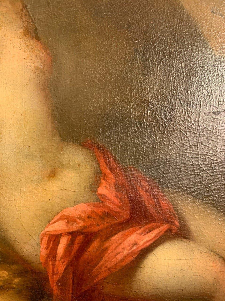 Antikes Original-Ölgemälde auf Leinwand, Göttin und Cherub, 17. Jahrhundert, gerahmt im Angebot 5
