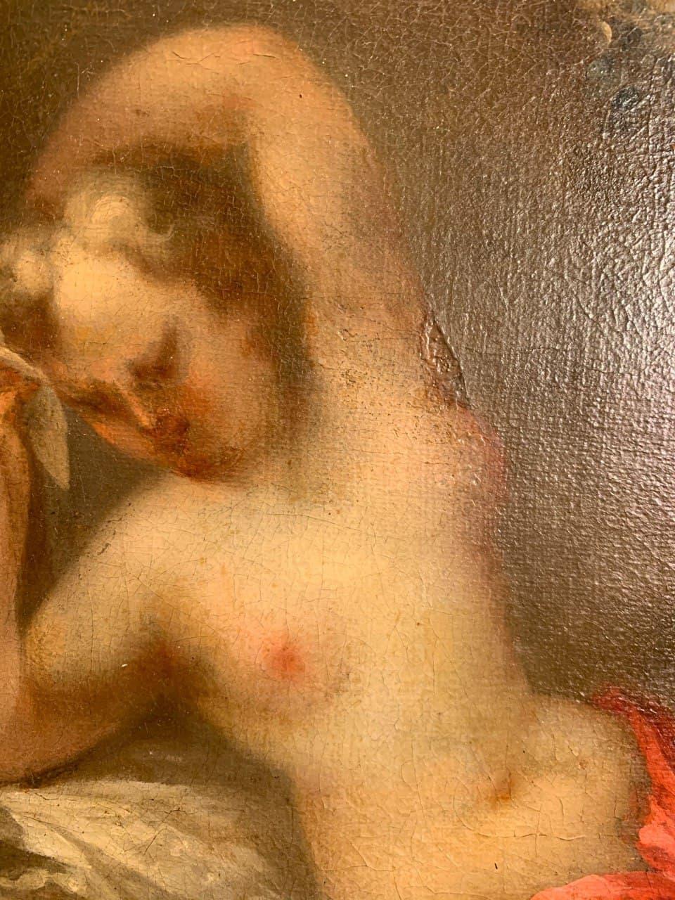 Antikes Original-Ölgemälde auf Leinwand, Göttin und Cherub, 17. Jahrhundert, gerahmt im Angebot 7
