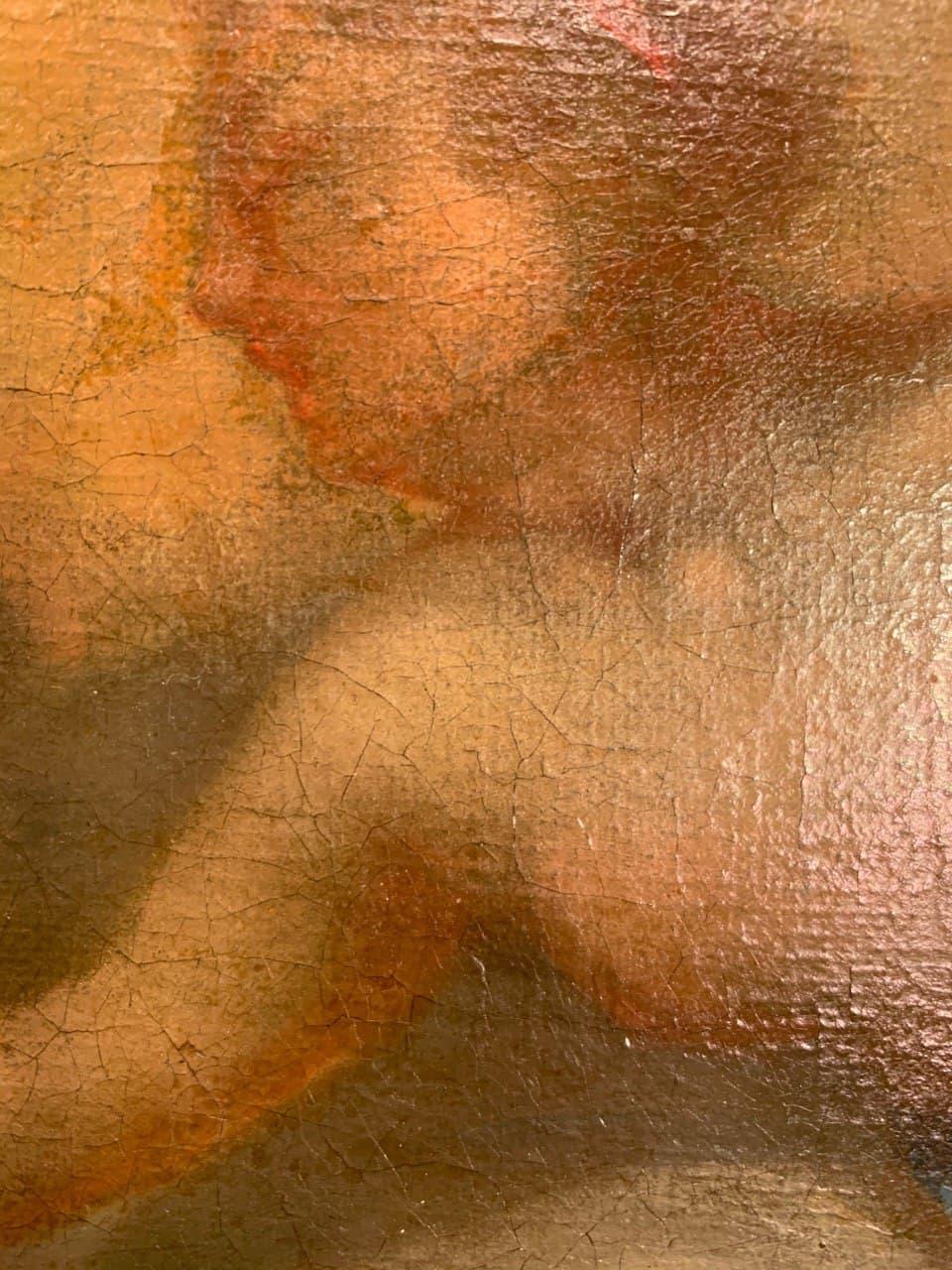 Antikes Original-Ölgemälde auf Leinwand, Göttin und Cherub, 17. Jahrhundert, gerahmt im Angebot 8