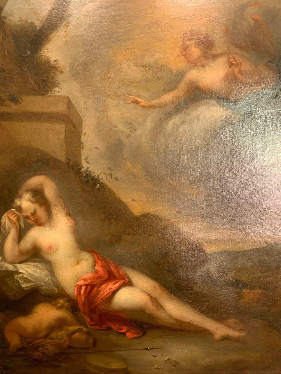 Antikes Original-Ölgemälde auf Leinwand, Göttin und Cherub, 17. Jahrhundert, gerahmt im Angebot 4
