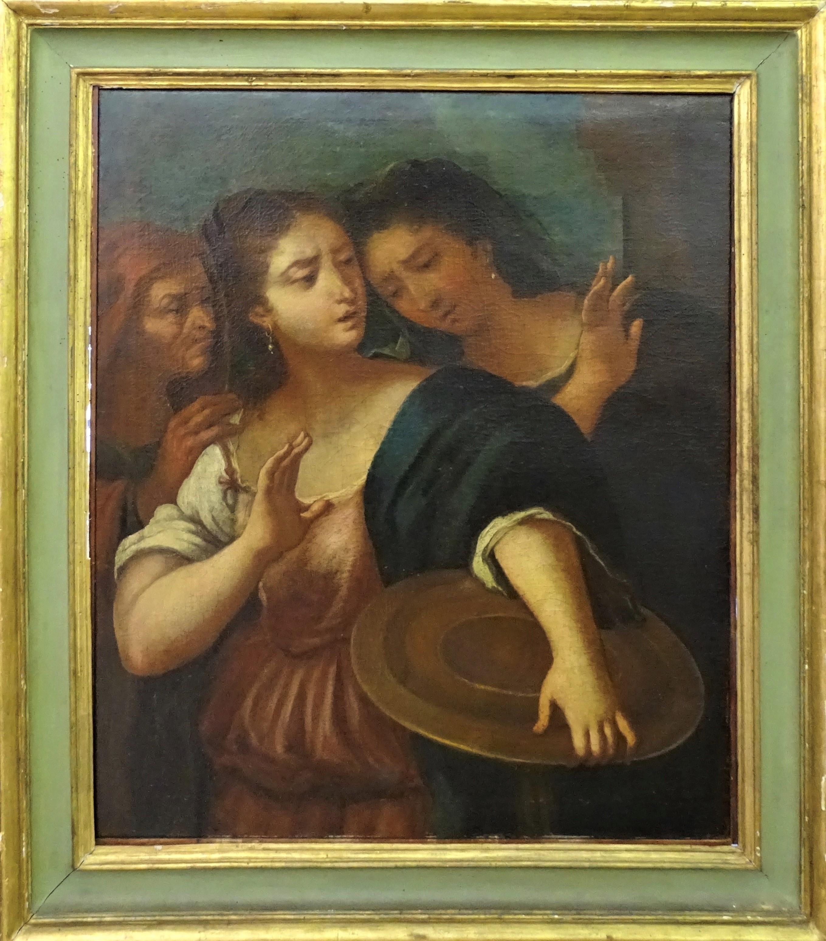 17th Century Caravaggesque Italian School Judit with Two Servants Oil On Canvas - Painting by Unknown