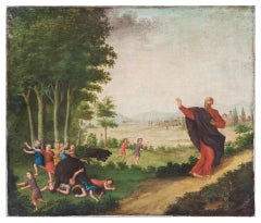 17th century Dutch figure painting - Prophet bears- Oil on canvas Flemish