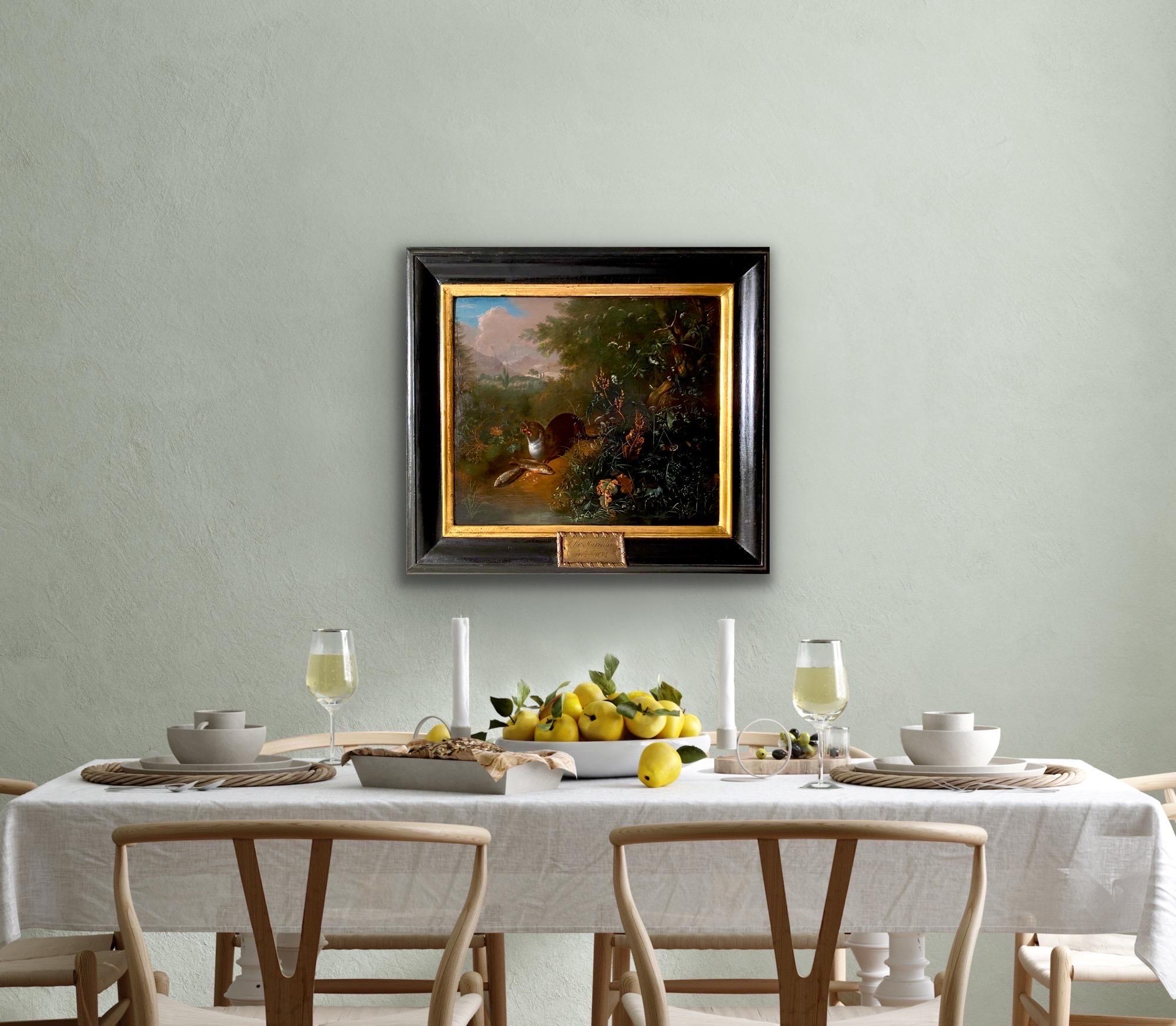 Niederländisches Gemälde eines Alten Meisters aus dem 17. Jahrhundert – Stillleben mit einem Eimer – Jagdfisch (Alte Meister), Painting, von Unknown
